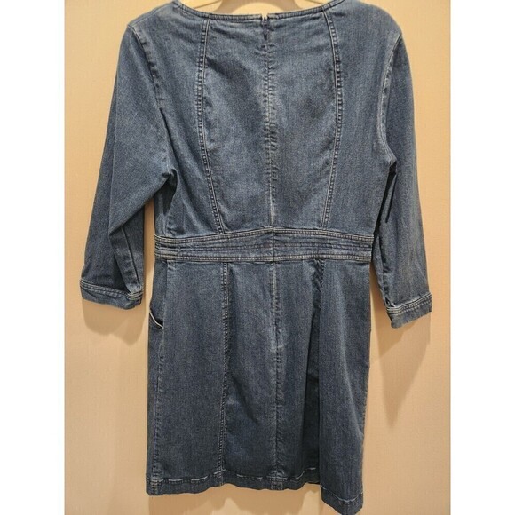 BODEN 'CORALINE' DRESS (W0392) - MID VINTAGE BLUE DENIM 3/4 length sleeve Pocket - Picture 5 of 8